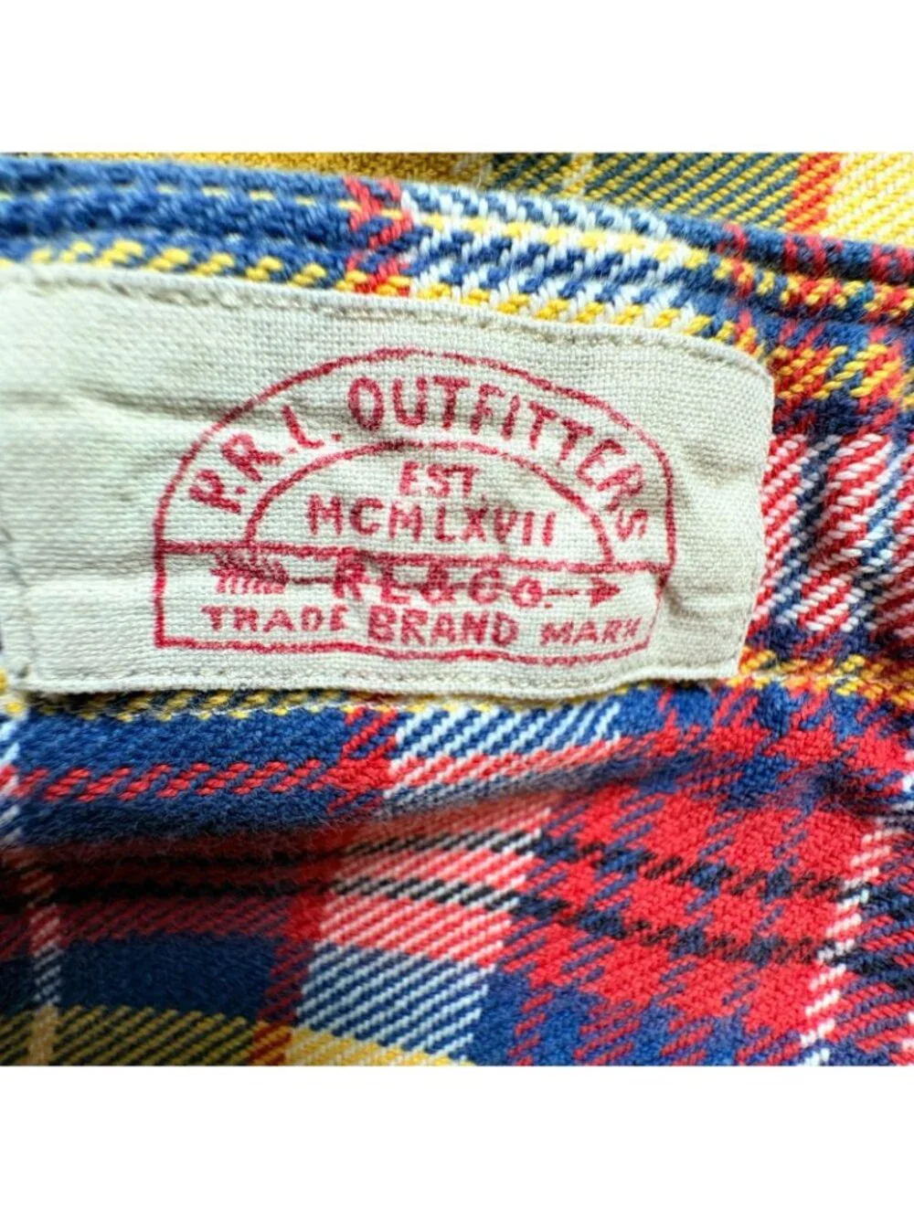 Polo Ralph Lauren Plaid Flannel Shirt Men L Vintage P.R.L. Outfitters Workwear